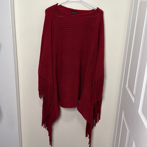 Coco + Carmen Knit Tassel Fringe Cropped Poncho Size OS - Picture 4 of 11